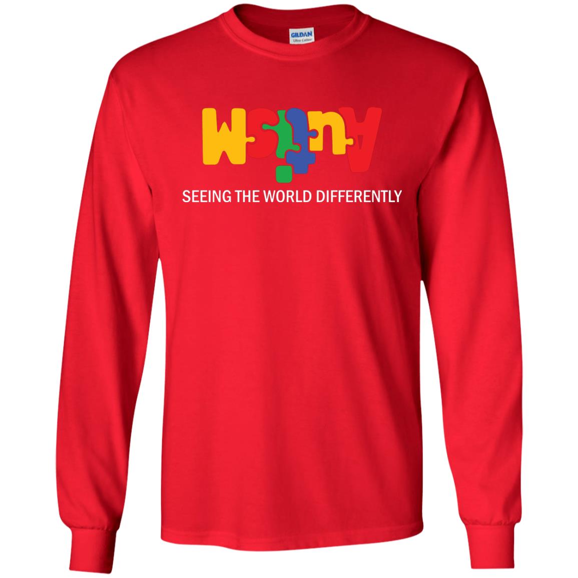 Autism Awareness T-shirt Seeing The World Differently Red