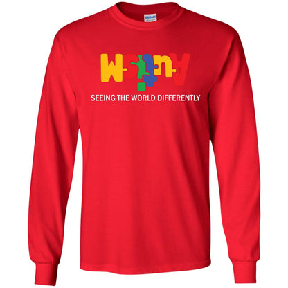 Autism Awareness T-shirt Seeing The World Differently Red