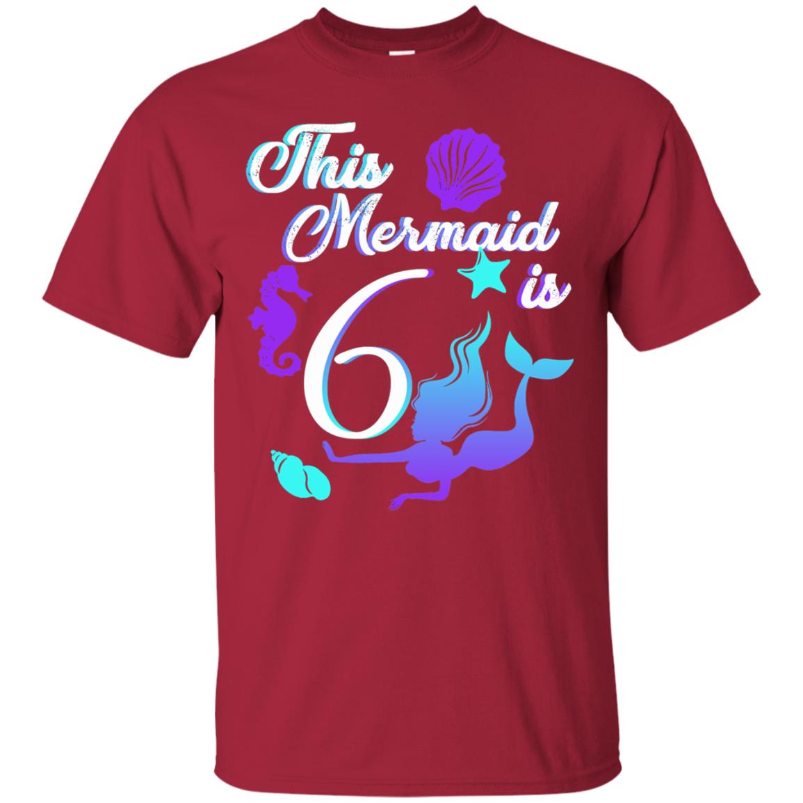 6th Birthday Shirt This Mermaid Is 6 Cardinal
