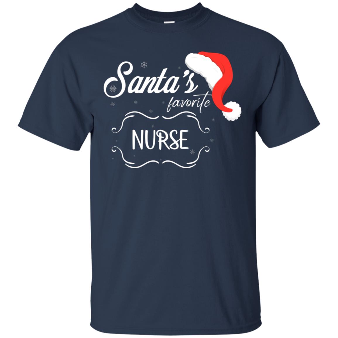 Santa's Favorite Nurse Nursing X-mas Gift Shirt For Nurse Navy