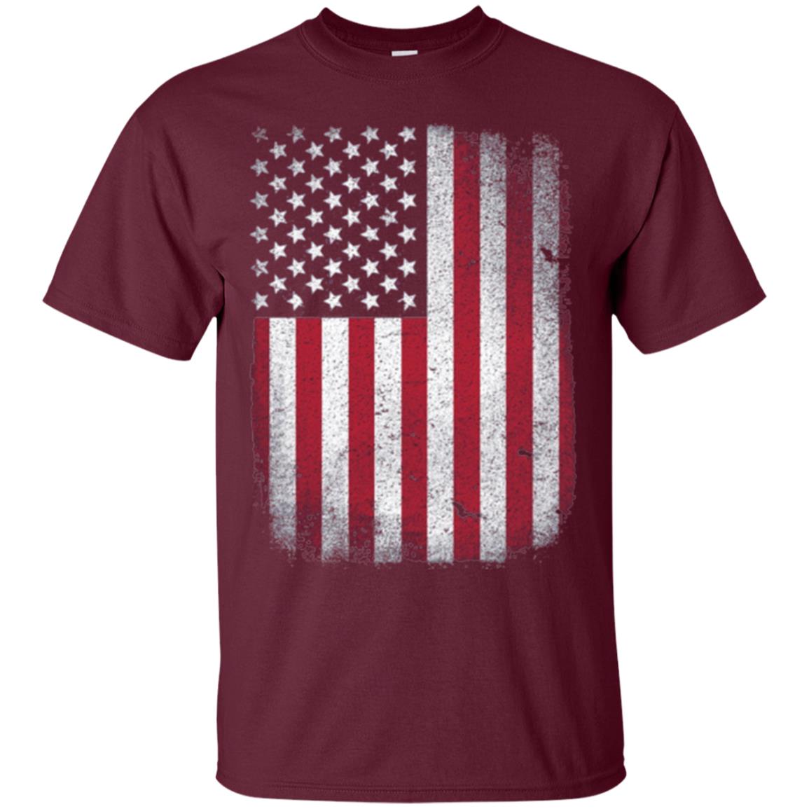 Usa Flag T-shirt 4th July Maroon