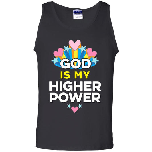 Funny Christian T-shirt God Is My Higher Power Hearts Stars Black