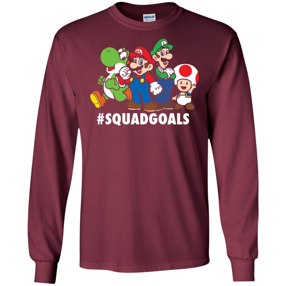 Nintendo Super Mario Luigi #squadgoals Gamer T-shirt Maroon