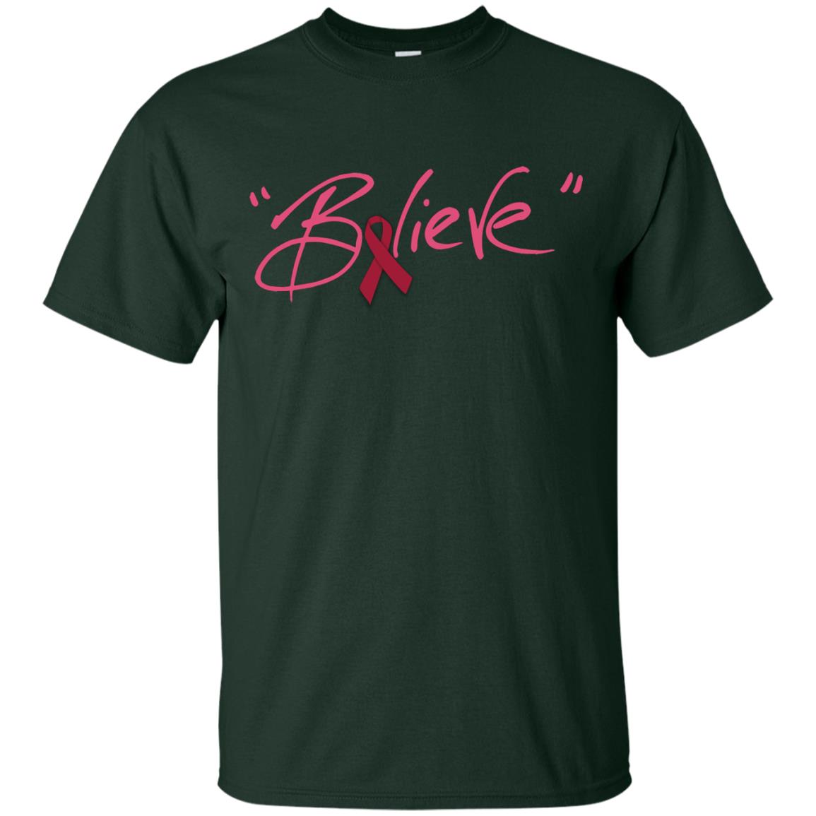 Multiple Myeloma Symptoms Awareness Shirt Burgundy Ribbon Believe Forest