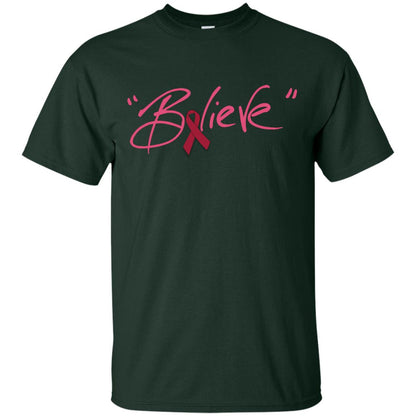 Multiple Myeloma Symptoms Awareness Shirt Burgundy Ribbon Believe Forest