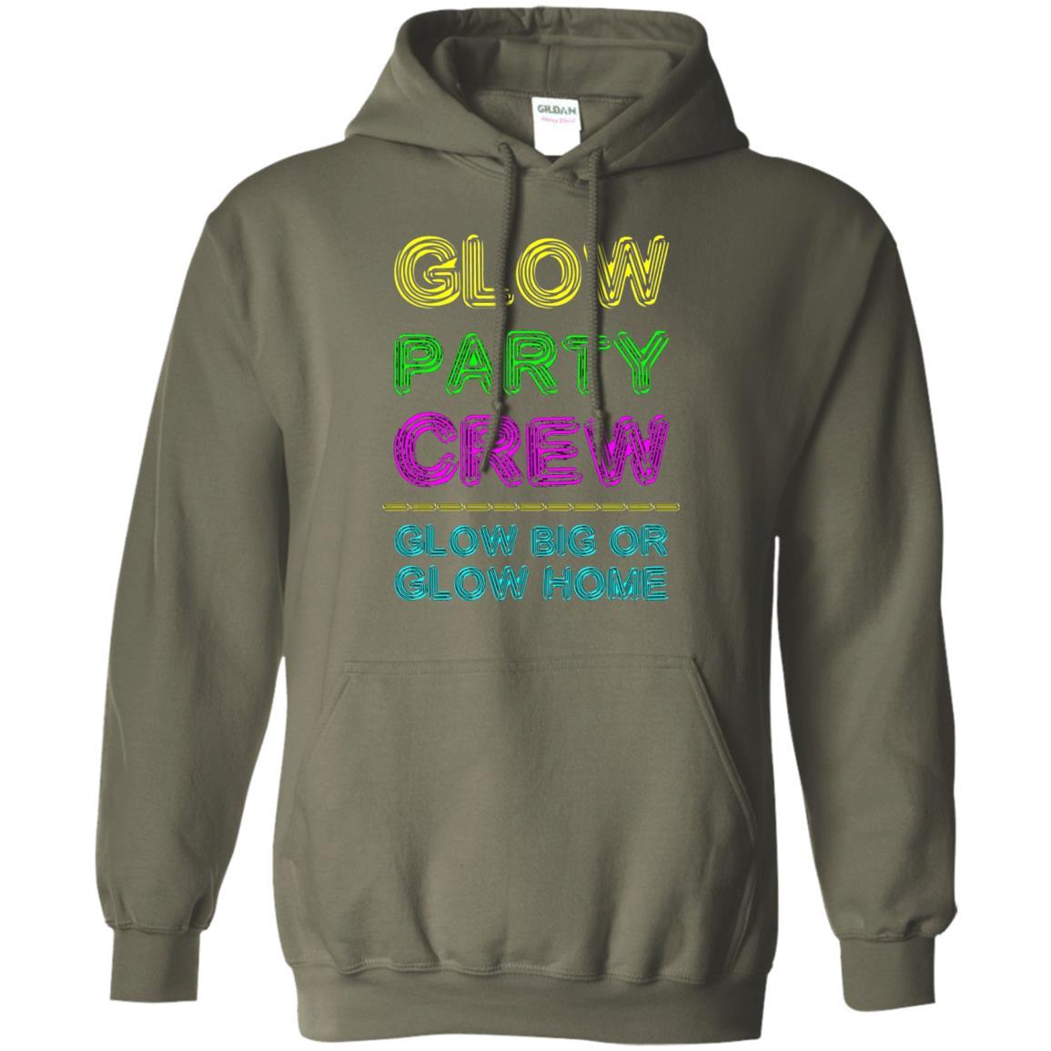 Funny Party T-shirt Glow Party Crew Military Green