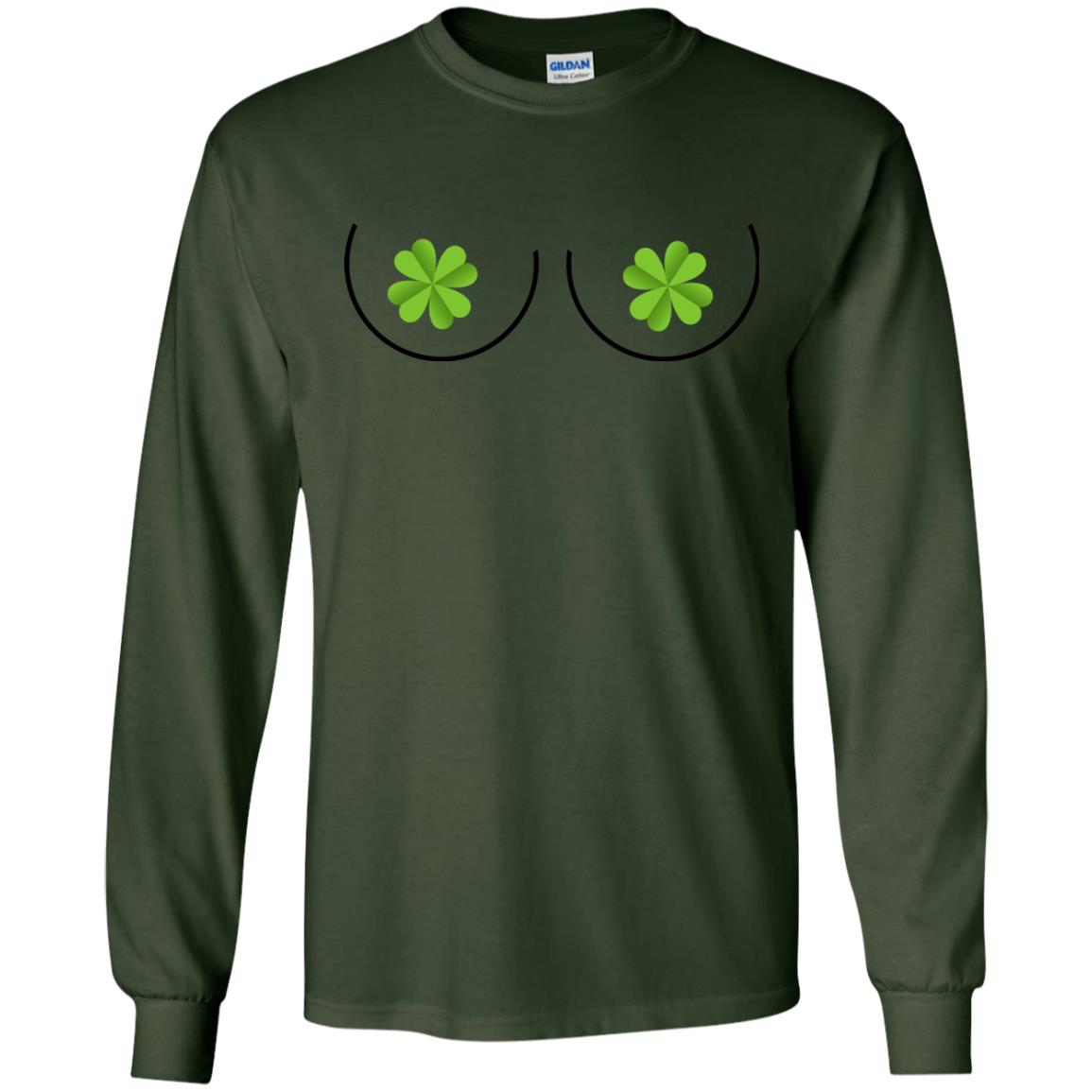 Shamrocks Breast Saint Patrick_s Day T-shirt Forest Green