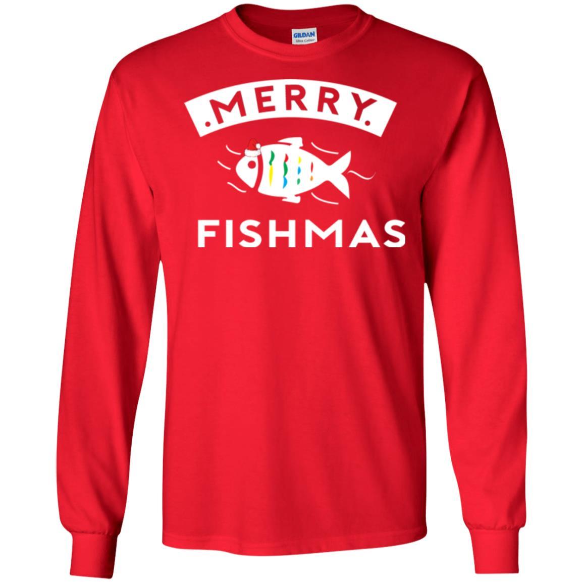 Merry Christmas Fisherman T-shirt Merry Fishmas Red