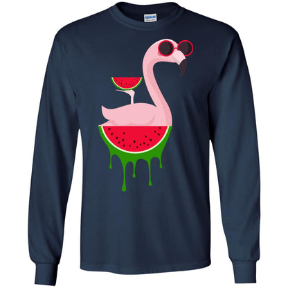 Watermelon Flamingo Funny Summer Melon Fruit Shirt Navy