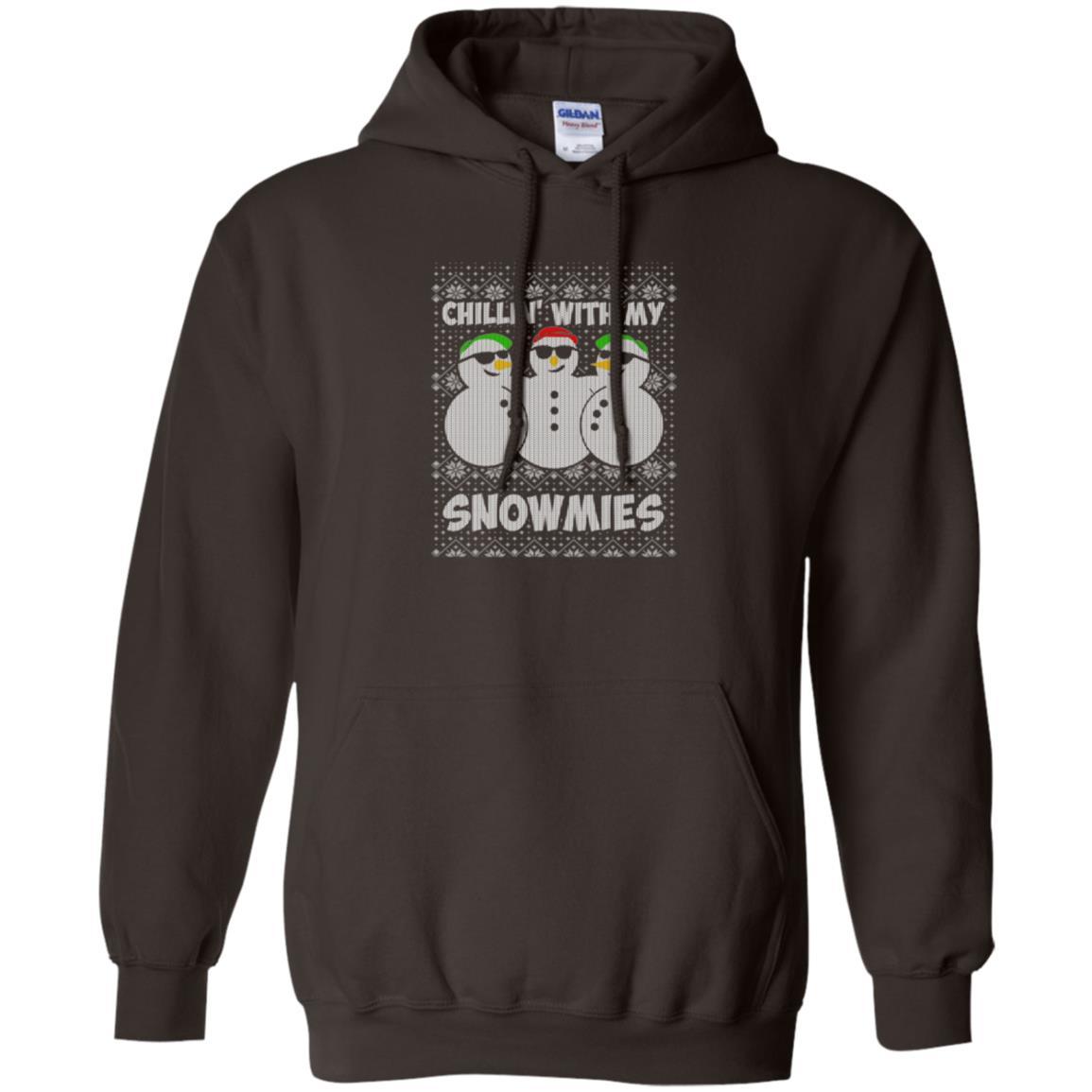 Christmas T-shirt Chillin With My Snowmies Dark Chocolate
