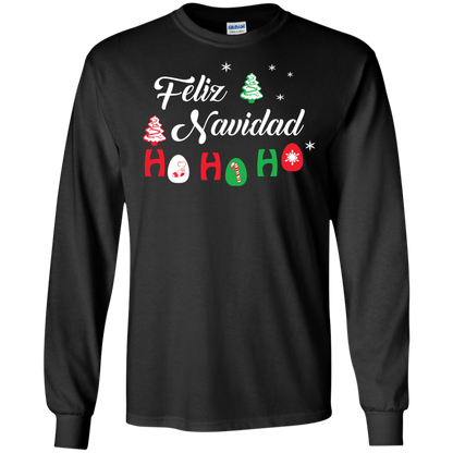 Chirstmas T-Shirt Feliz Navidad Ho Ho Ho Black