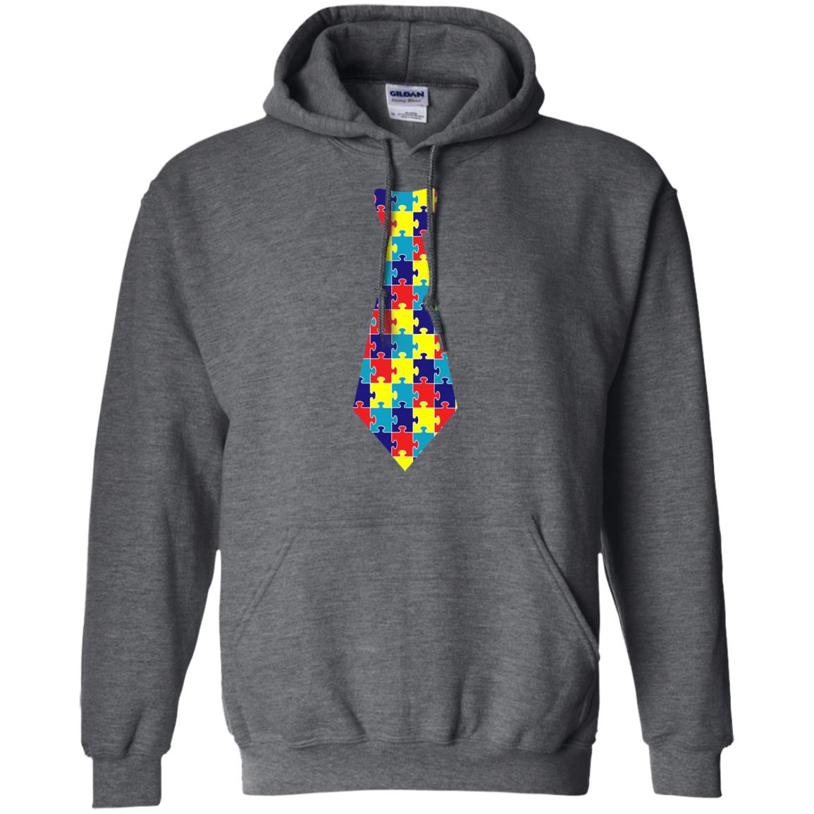 Autism Awareness T-shirt Puzzle Neck Tie 2018 Dark Heather