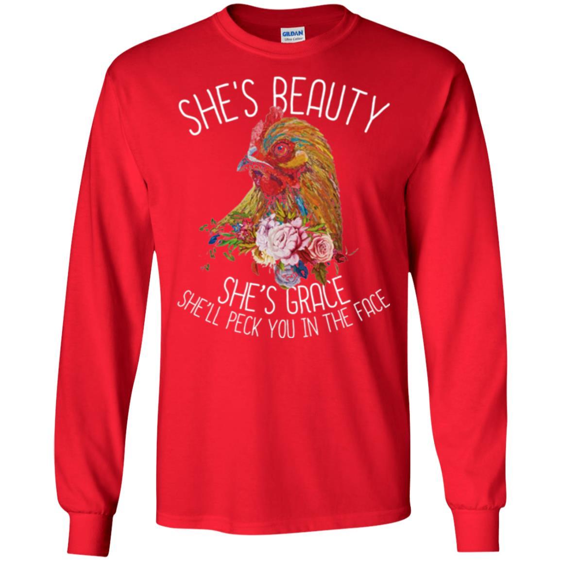 Chicken T-shirt She's Beauty She's Grace Red