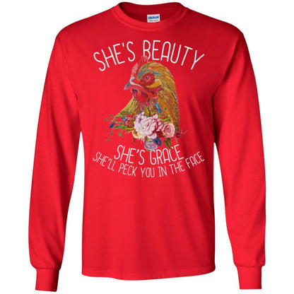 Chicken T-shirt She's Beauty She's Grace Red