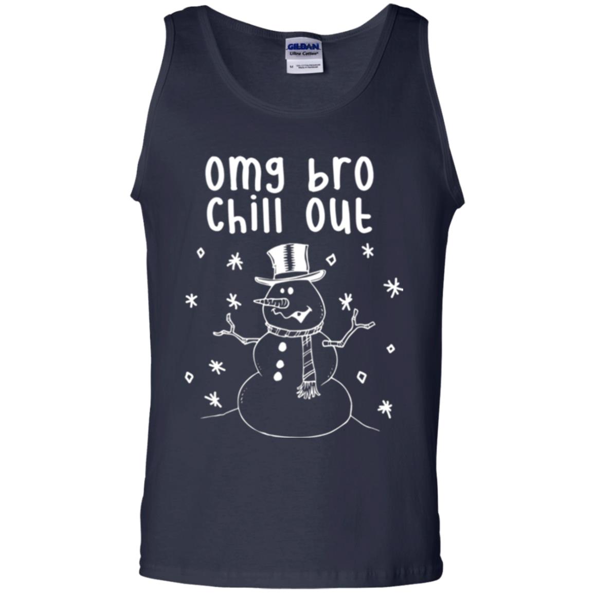 Snowman T-shirt Omg Bro Chill Out Navy