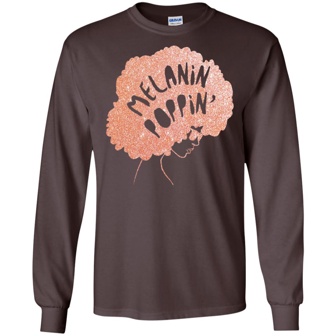 Melanin Poppin Black Beauty African Pride Rose Gold T-shirt Dark Chocolate