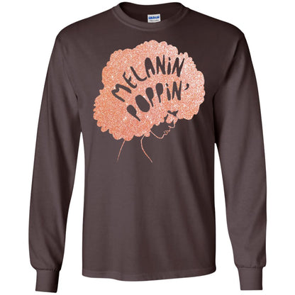 Melanin Poppin Black Beauty African Pride Rose Gold T-shirt Dark Chocolate