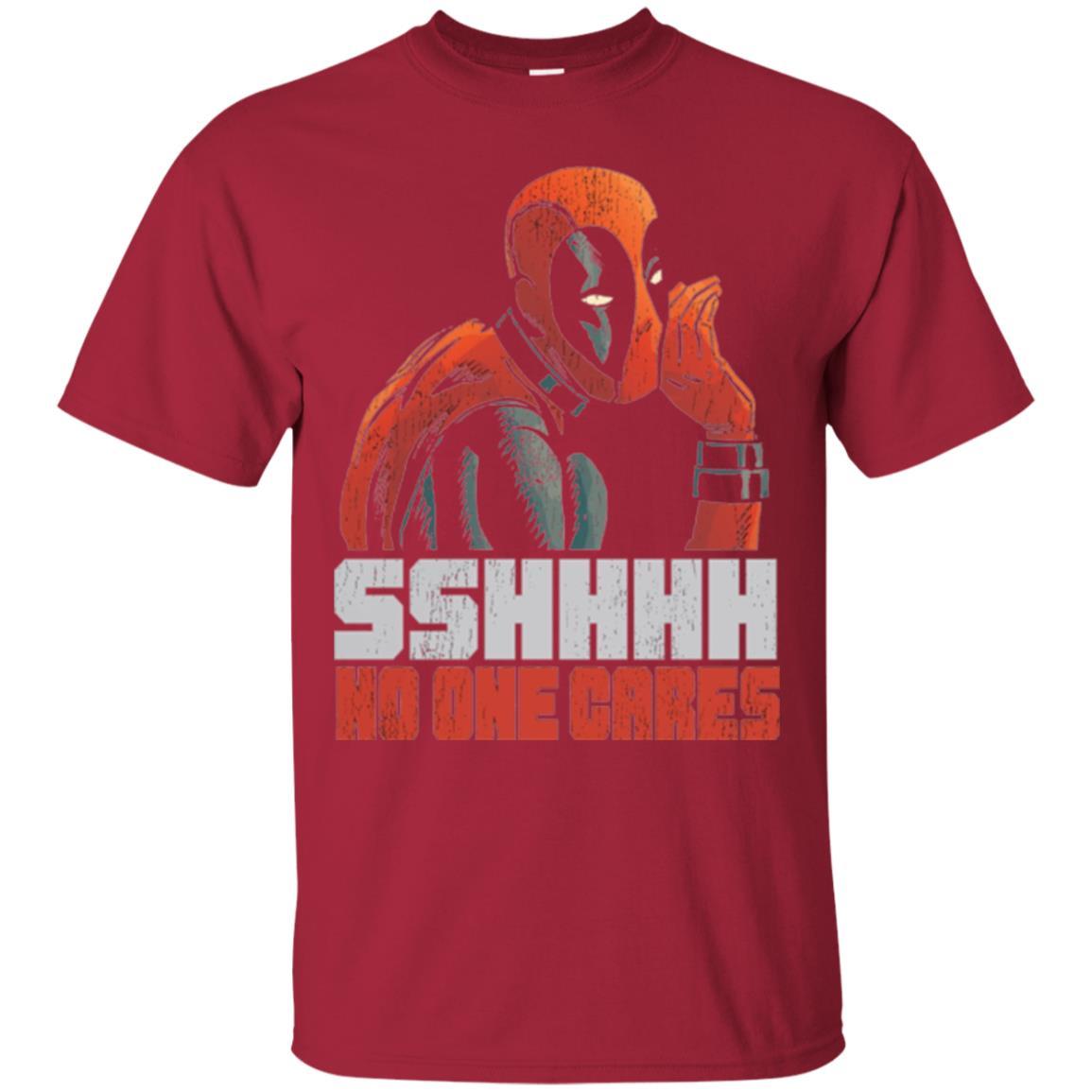 Marvel Deadpool T-shirt Sshhhh No One Cares Whisper Graphic Cardinal