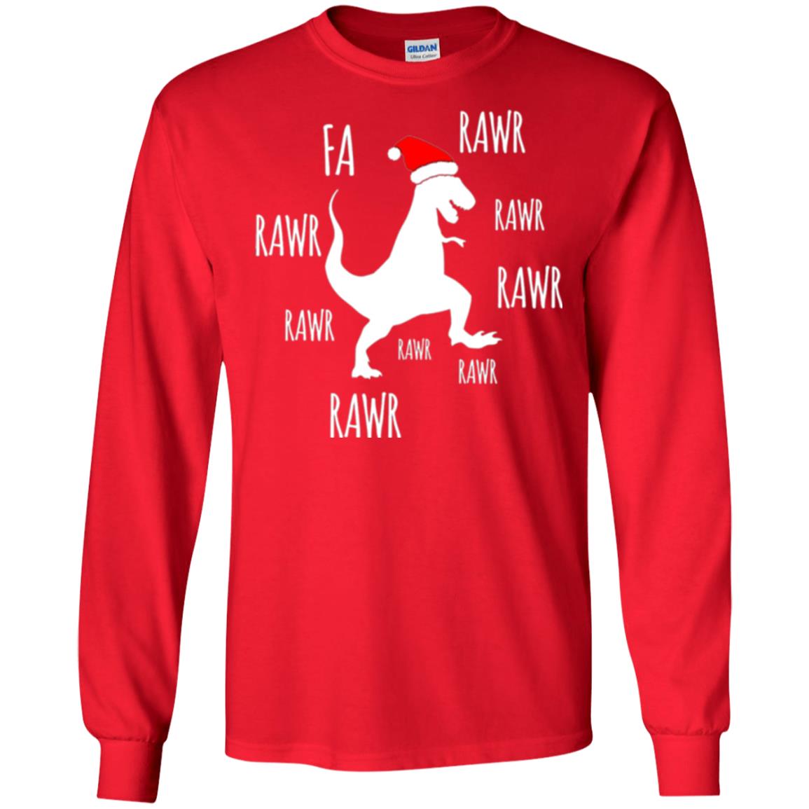 Christmas T-shirt Fa Rawr Rawr Funny T-rex Dinosaur Red