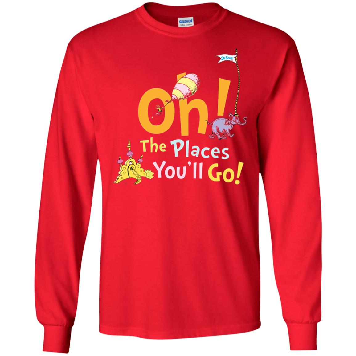 Read Across America Day T-shirt Dr. Seuss Oh The Places You_ll Go Red