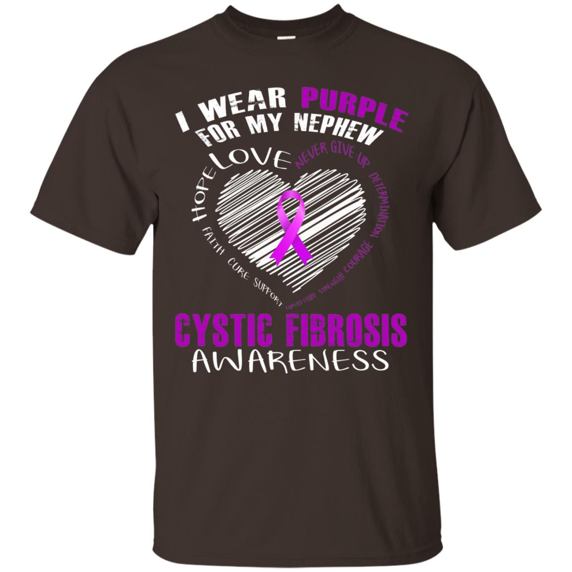 Cystic Fibrosis Awareness T-shirt I Wear Purple Dark Chocolate
