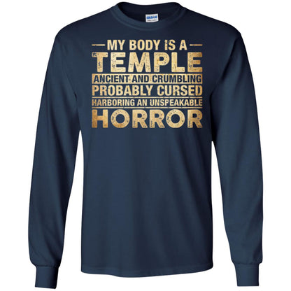 My Body Is A Temple Ancient And Crumbling Probably Cursed T-shirt Navy