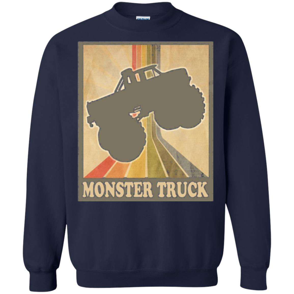 Vintage Big Size Truck Tee Retro Monster Truck T Shirt Navy