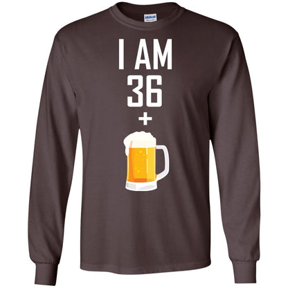 I Am 36 Plus 1 Beer 37th Birthday T-shirt Dark Chocolate