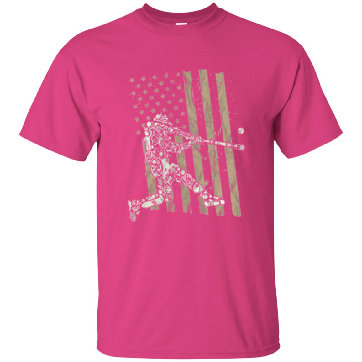 Baseball Player T-shirt American Flag Heliconia