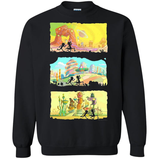 Movie T-Shirt Running Silhouettes On Alien Land Black