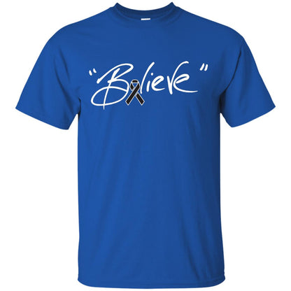 Melanoma Cancer Awareness Shirt Black Ribbon Believe Royal