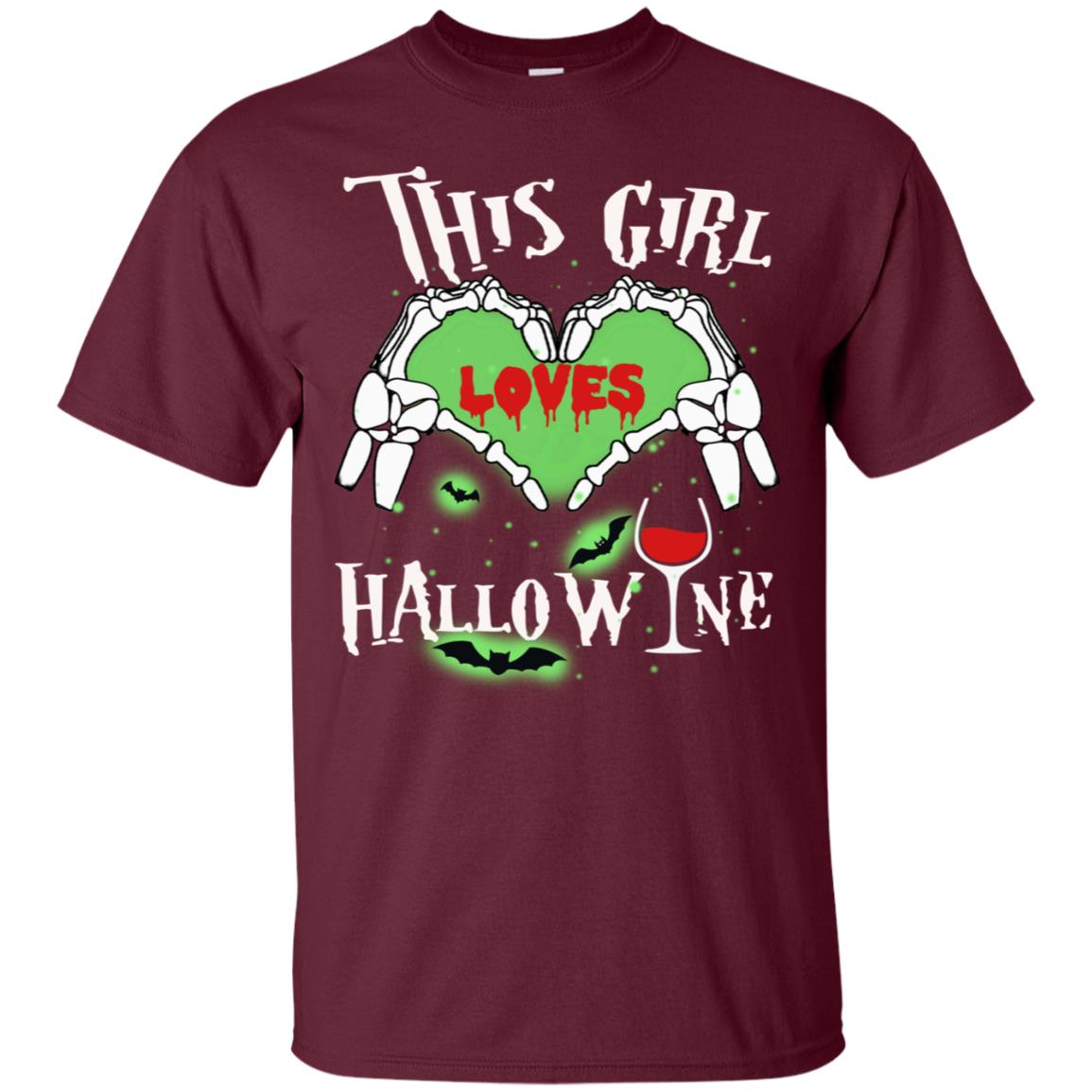This Girl Loves Hallo-wine Funny Halloween Shirt For Wine Lovers Maroon
