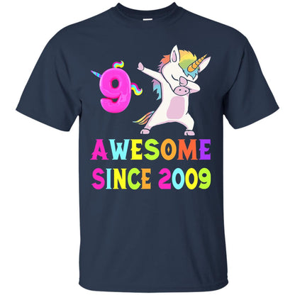 Unicorn Dabbing Awesome Since 2009 9th Birthday T-shirt Navy