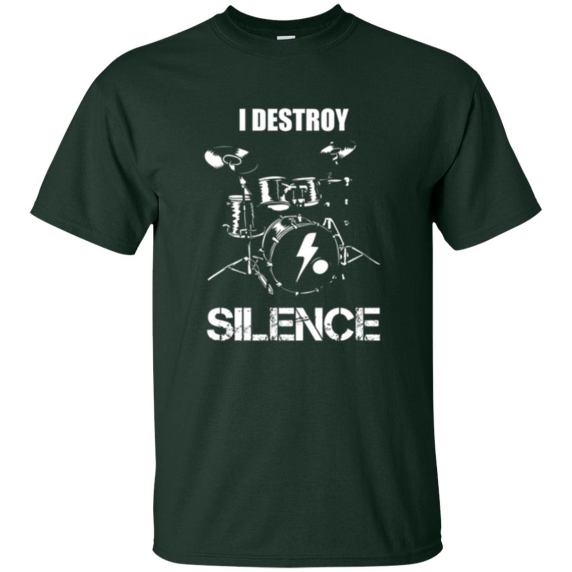 Drummer T-shirt I Destroy Silence Forest Green