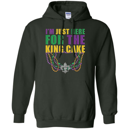 Mardi Gras Beads T-shirt I_m Just Here For The King Cake Forest Green
