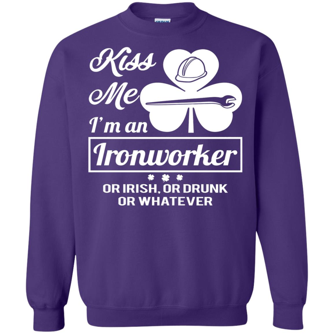 Funny St Patricks Day Shirt Kiss Me I Am An Ironworker Purple