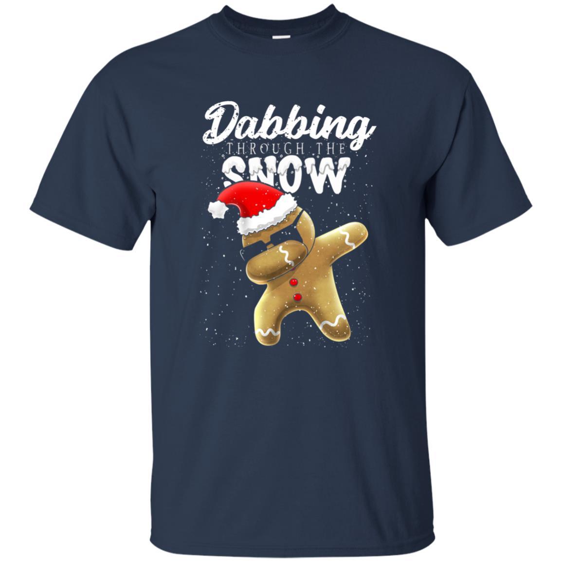 Dabbing Gingerbread T-shirt Dabbing Through The Snow Navy