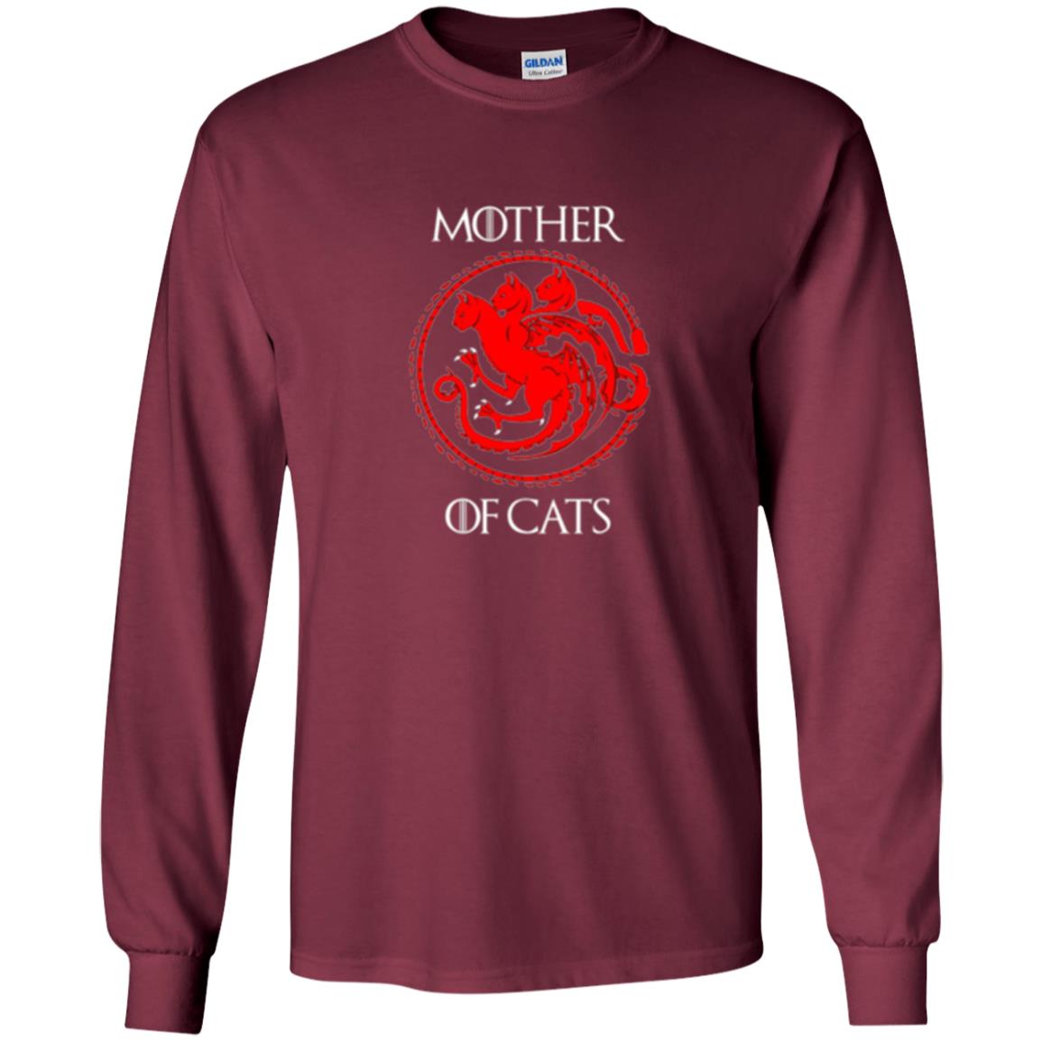 Cat Lovers T-shirt Mother Of Cat Maroon