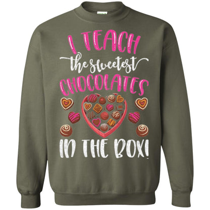 Valentines Day T-shirt I Teach The Sweetest Chocolates In The Box Military Green