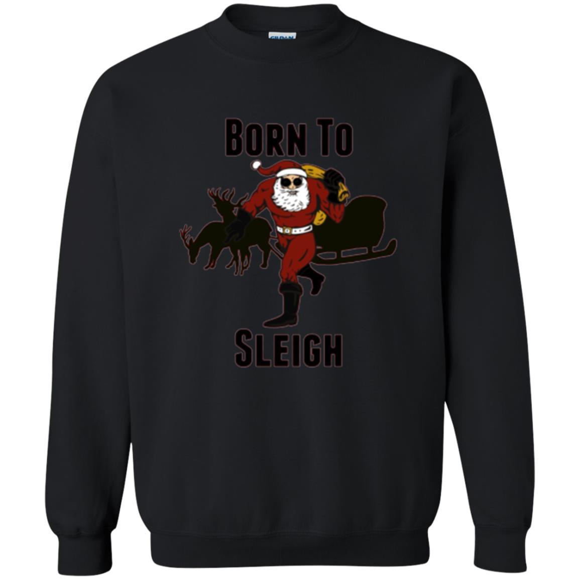 Christmas T-shirt Born To Sleigh T-shirt Black