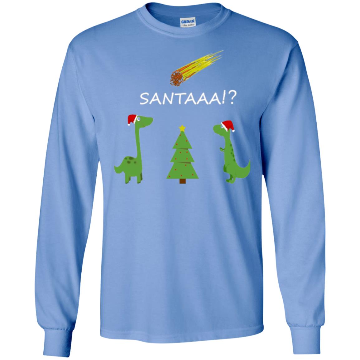 Christmas T-shirt Funny Dinosaus Santaaa Carolina Blue