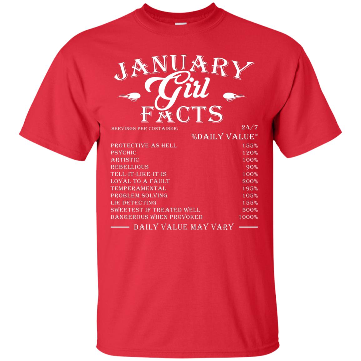 January Girl Facts Facts T-shirt Red