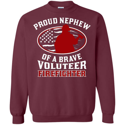 Volunteer Firefighter T-shirt American Flag Proud Nephew Maroon