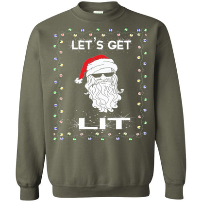 Christmas T-shirt Let_s Get Lit Military Green