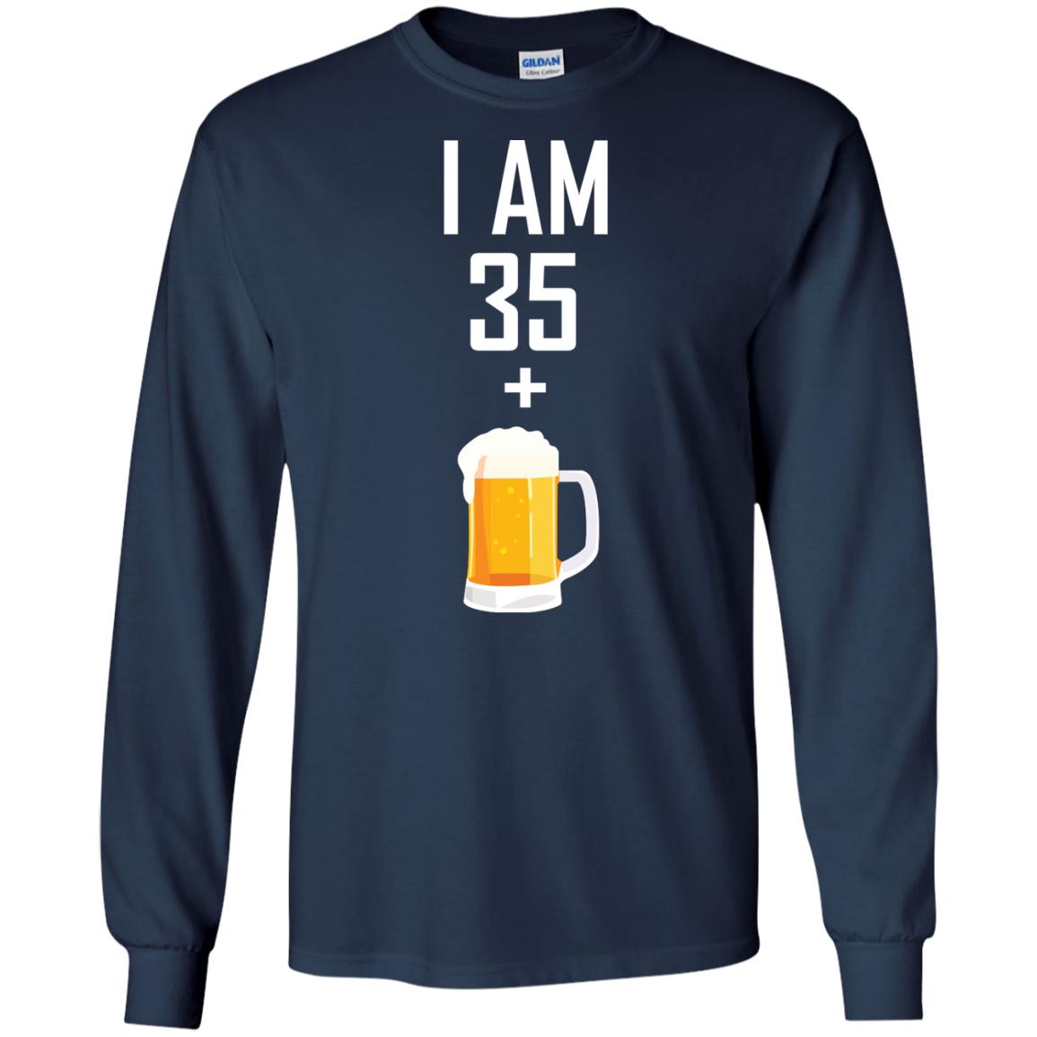 I Am 35 Plus 1 Beer 36th Birthday T-shirt Navy
