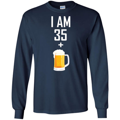 I Am 35 Plus 1 Beer 36th Birthday T-shirt Navy