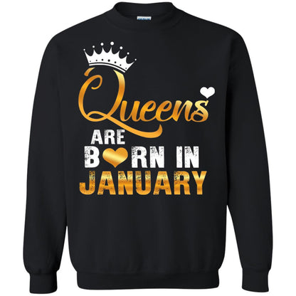 Birthday T-shirt Queens Are Born Iin January Black