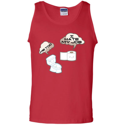 Funny Toilet And Toilet Paper I Hate My Job T-shirt Red