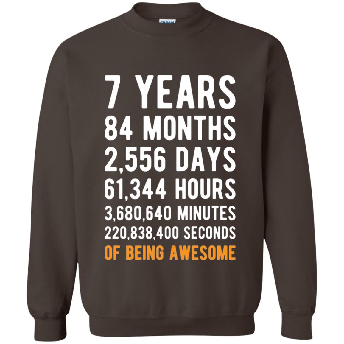 7th Birthday Shirt 7 Years Old Being Awesome Dark Chocolate