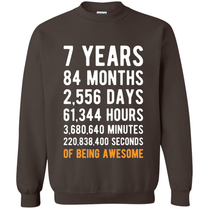 7th Birthday Shirt 7 Years Old Being Awesome Dark Chocolate